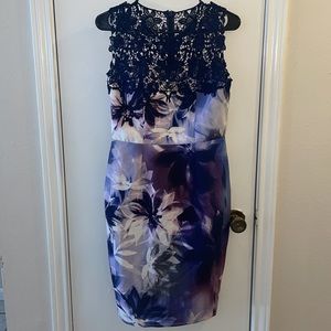 Dorothy Perkins Purple Floral Knee Length Cocktail Dress